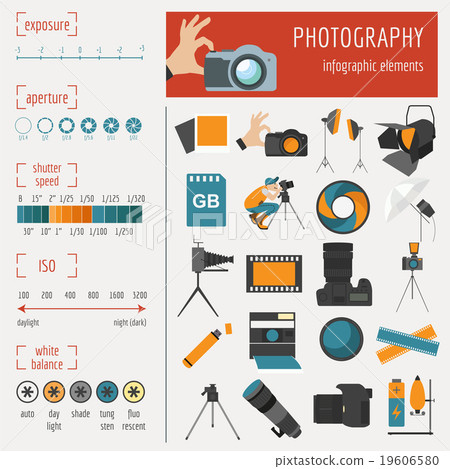 Photography infographics set with photo, camera  19606580