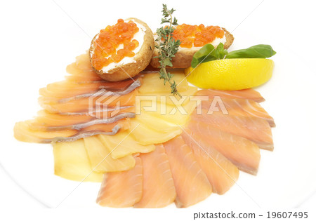 Sliced caviar sandwiches on white background Sliced caviar sandwiches on white background 19607495