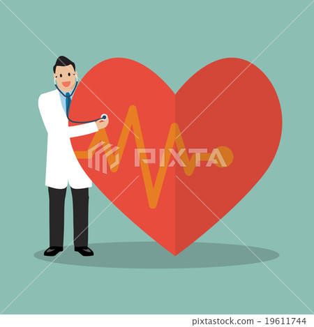 Doctor using stethoscope with big heart Doctor using stethoscope with big heart 19611744