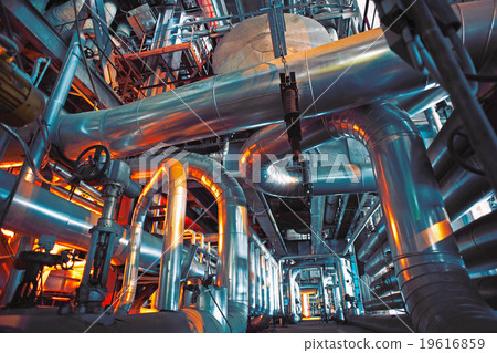 Industrial zone, Steel pipelines, valves, cables 19616859