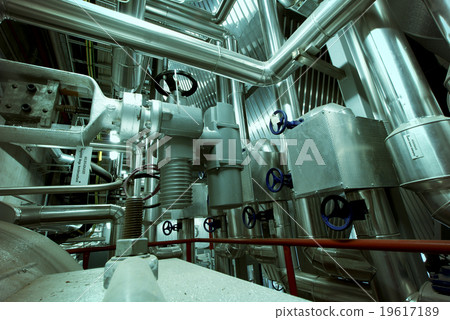 Industrial zone, Steel pipelines, valves and cable Industrial zone, Steel pipelines, valves and cable 19617189