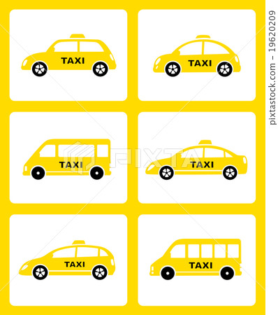 set of yellow taxi car icon 19620209