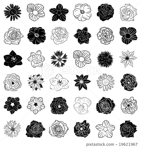 Set of hand drawn flowers, abstract vector 19621967