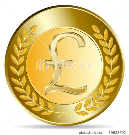 Gold coin with pound sterling sign. Gold coin with pound sterling sign. 19622792