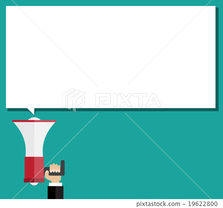 Hand holding megaphone with bubble speech 19622800