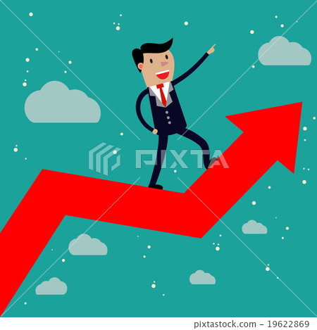 Businessman standing on a growing graph. Businessman standing on a growing graph. 19622869