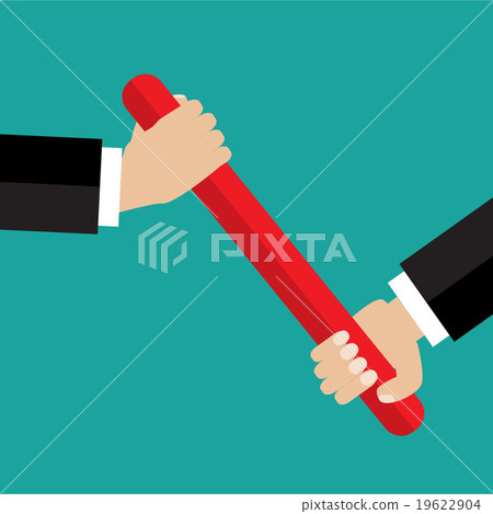 Businessman hand passing the baton in a relay race Businessman hand passing the baton in a relay race 19622904
