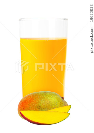 mango juice in the glass isolated on white 19623038