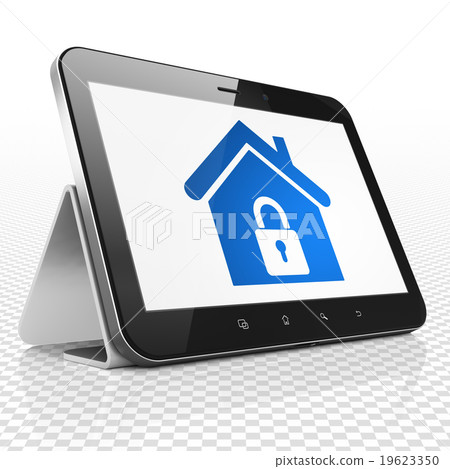 Finance concept: Tablet Computer with Home on Finance concept: Tablet Computer with Home on 19623350