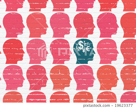 Finance concept: head with finance symbol icon on Finance concept: head with finance symbol icon on 19623377