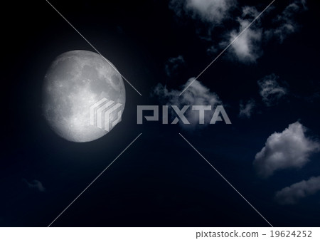 The moon in the night sky in clouds 19624252