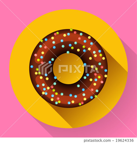 Cute sweet colorful chocolate donut icon. Flat 19624336