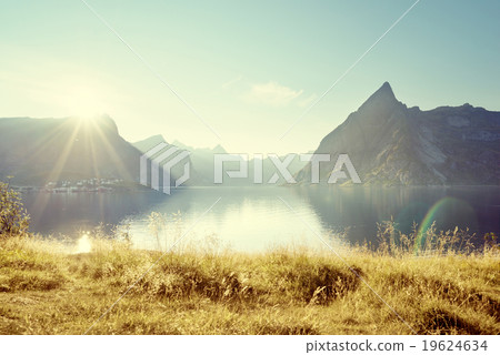 sunset in Lofoten islands, Norway 19624634