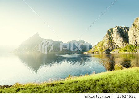 sunset in Lofoten islands, Norway 19624635