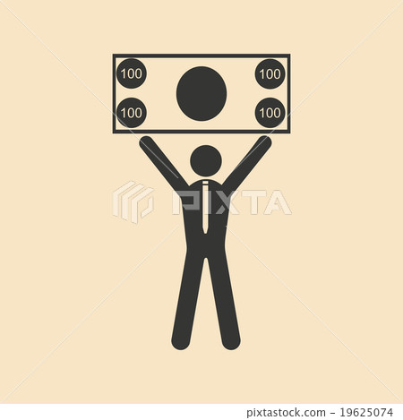 Flat in black and white man holding banknote Flat in black and white man holding banknote 19625074