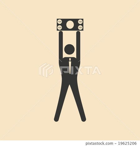 Flat in black and white man holding dollar - Stock Illustration ...