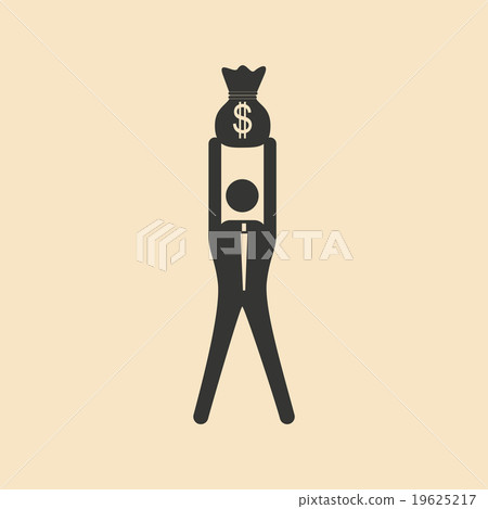 Flat in black white man and money bag - Stock Illustration [19625217 ...