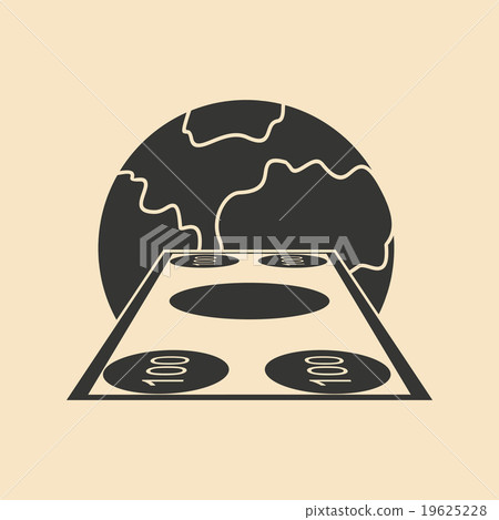 Flat in black and white Earth and money 19625228