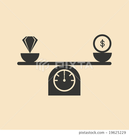 Flat in black white diamonds and money on scales 19625229