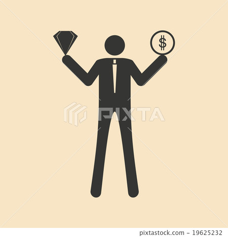 Flat in black white People with diamonds and money Flat in black white People with diamonds and money 19625232
