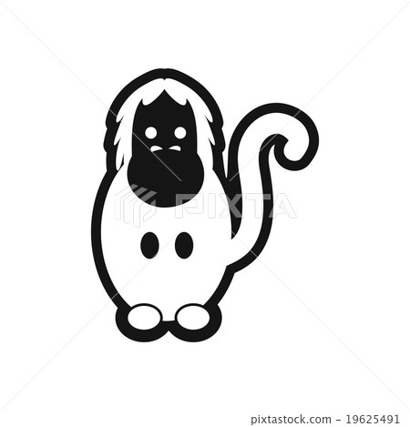 stylish black and white icon small chimpanzee 19625491