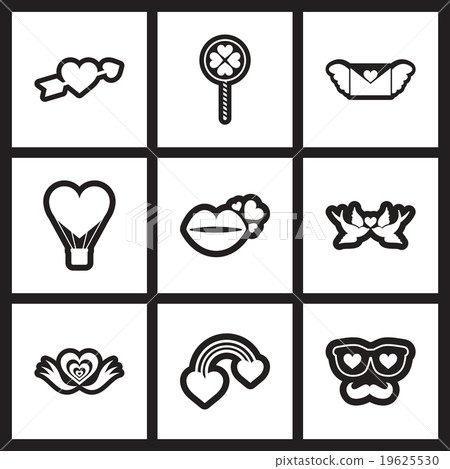 Set of flat icons in black and white wedding - Stock Illustration ...