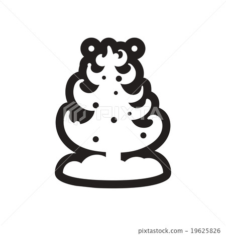 Flat icon in black and white Christmas tree - Stock Illustration ...
