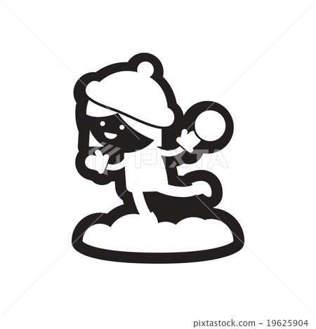Flat icon in black and white child snowball 19625904