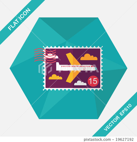 Aircraft stamp flat icon with long shadow,eps10 Aircraft stamp flat icon with long shadow,eps10 19627192