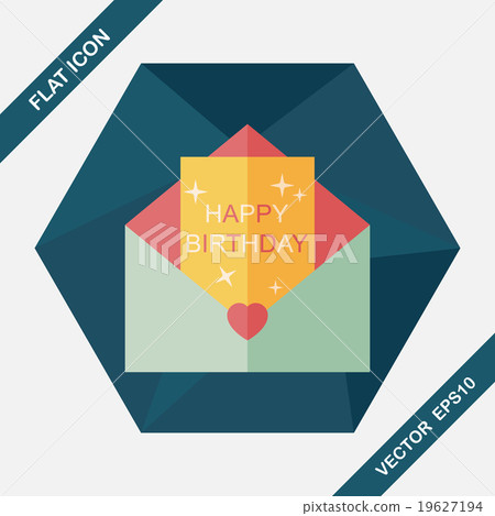 Happy birthday card flat icon with long shadow,eps10 Happy birthday card flat icon with long shadow,eps10 19627194