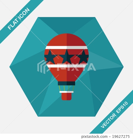 Hot Air Balloon flat icon with long shadow,eps10 Hot Air Balloon flat icon with long shadow,eps10 19627275