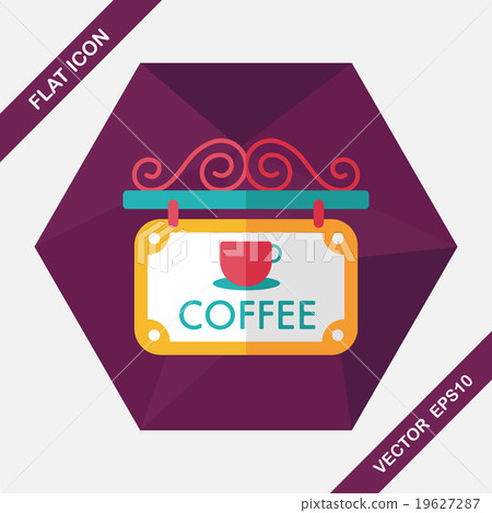 Coffee shop signs flat icon with long shadow,eps10 19627287