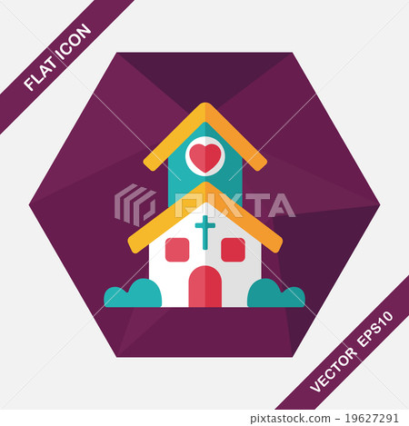 Valentine's Day wedding church flat icon with long shadow,eps10 19627291