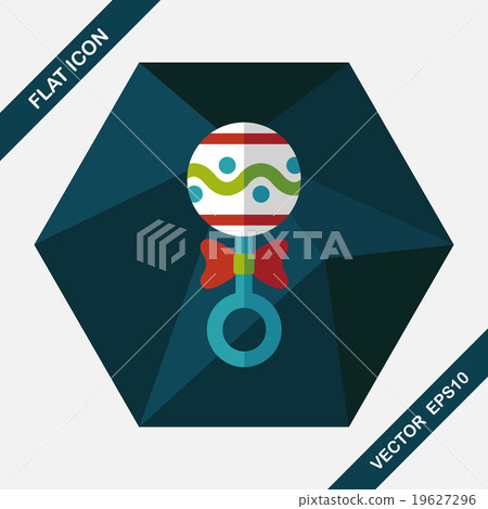 baby rattle flat icon with long shadow,EPS 10 19627296