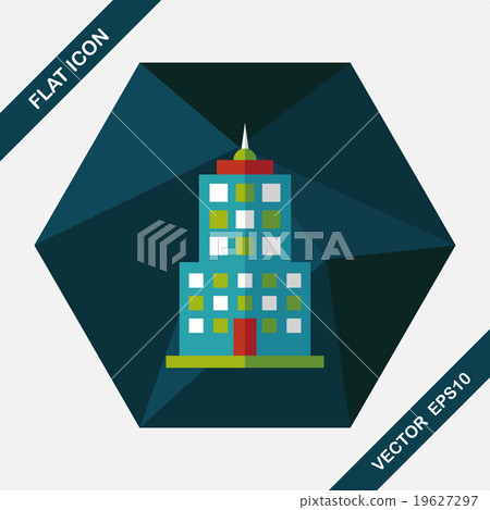 Commercial Building flat icon with long shadow,eps10 Commercial Building flat icon with long shadow,eps10 19627297