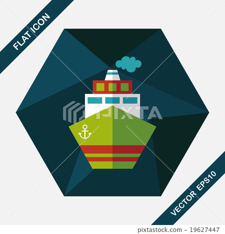Transportation ship flat icon with long... - Stock Illustration ...
