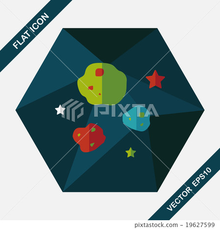 Space Meteorite flat icon with long shadow,eps10 19627599