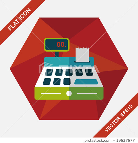 shopping cash register flat icon with long shadow,eps10 shopping cash register flat icon with long shadow,eps10 19627677