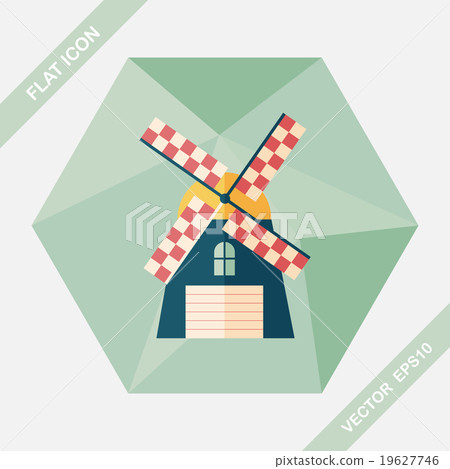 windmill flat icon with long shadow,eps10 - Stock Illustration ...