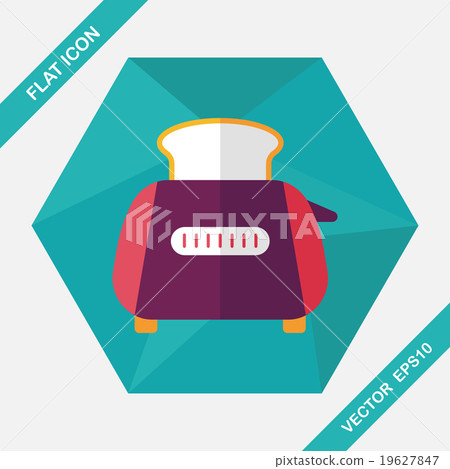 kitchenware toaster flat icon with long shadow,eps10 19627847