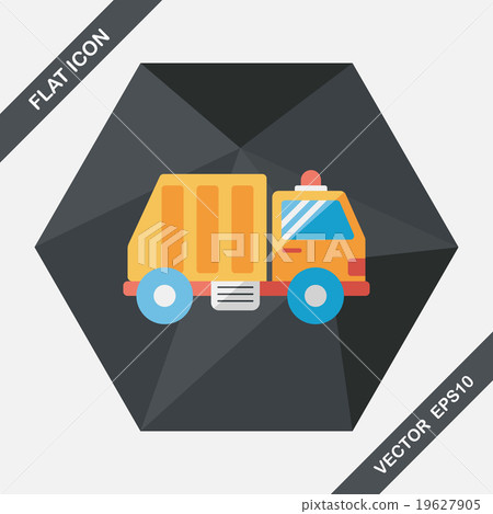 Transportation Garbage truck flat icon with long shadow,eps10 Transportation Garbage truck flat icon with long shadow,eps10 19627905