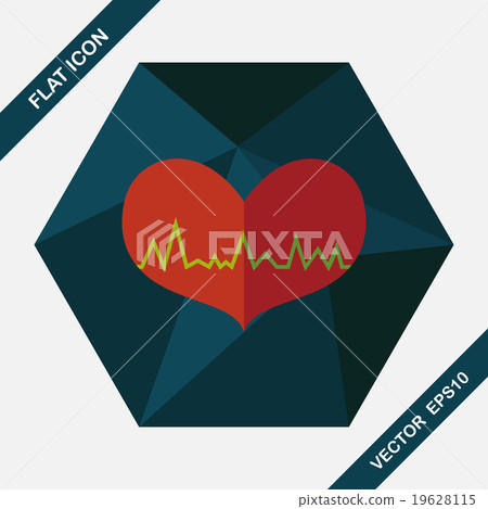 ECG heart flat icon with long shadow 19628115