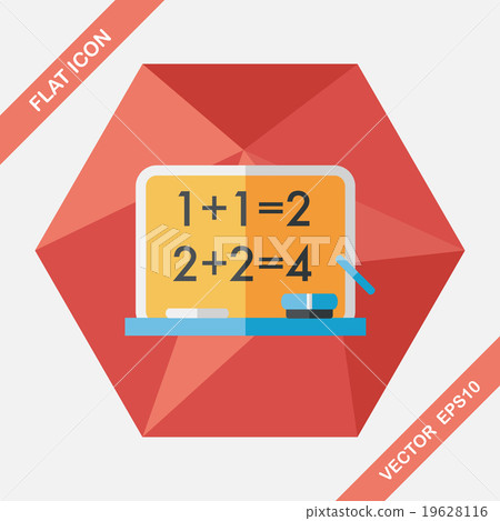 blackboard flat icon with long shadow,eps10 19628116