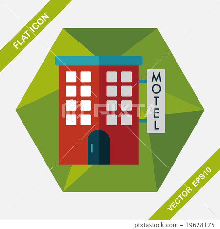 Building motel flat icon with long shadow,eps10 Building motel flat icon with long shadow,eps10 19628175