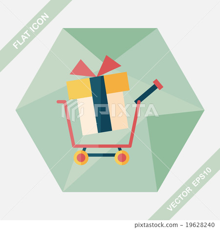 shopping cart flat icon with long shadow - Stock Illustration [19628240 ...