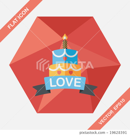 Valentine's Day cake flat icon with long shadow,eps10 19628391