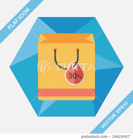 shopping paper bag flat icon with long shadow,eps10. 19628487