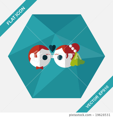 wedding couple flat icon with long shadow,eps10 wedding couple flat icon with long shadow,eps10 19628531