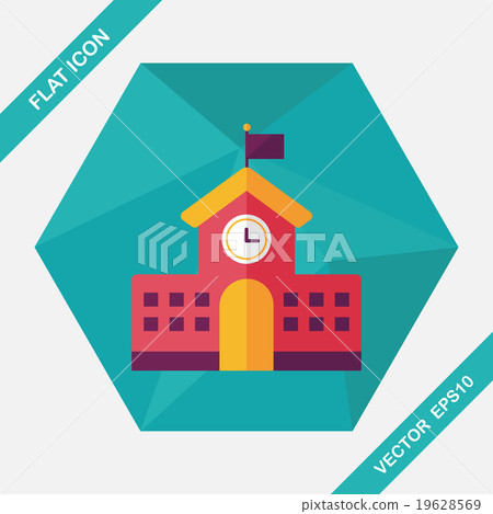 School building flat icon with long shadow,eps10 School building flat icon with long shadow,eps10 19628569