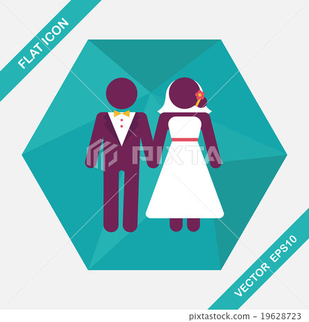 wedding couple flat icon with long shadow,eps10 wedding couple flat icon with long shadow,eps10 19628723